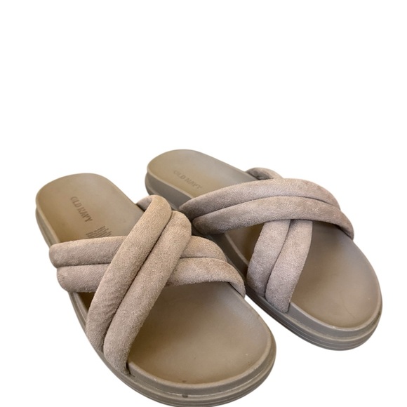 Old Navy Taupe Crisscross Slide Sandals - Picture 2 of 5